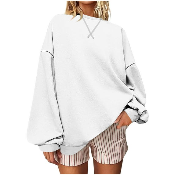 zbxnLI Fall Sweatshirt for Women Trendy Long Sleeve Loose Sweatshirt Lightweight Pullover Crewneck Tops
