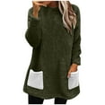 thumbnail image 1 of zbxnLI Fuzzy Pajama Tops for Women Crew Neck Long Sleeve Fleece Pullover Sweatshirts with Pockets, 1 of 6