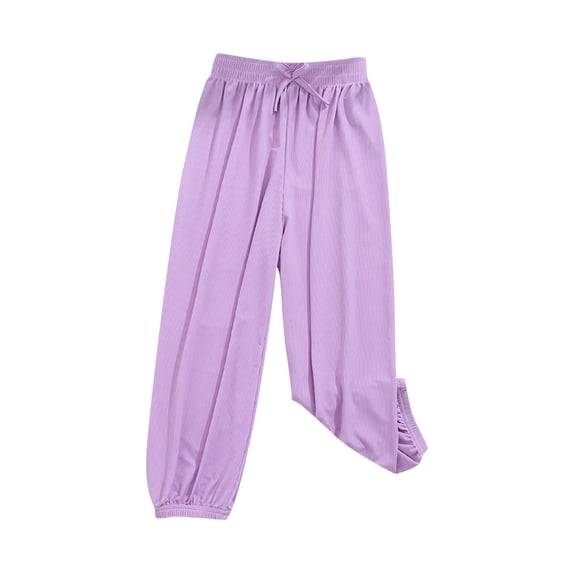 zbxnLI Girl's Casual Pants Elastic Waist Drawstring Joggers Pants Loose Lounge Sports Trousers for Kids 2-13 Years