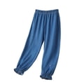 thumbnail image 1 of zbxnLI Girl's Denim Pants Elastic Waist Ruffle Printed Trousers Fashion Comfy Casual Outdoor Jeans Pants with Pockets, 1 of 8