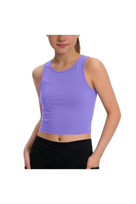 Girls Athletic Tank Tops for Kids Racerback Sleeveless Workout Running Sports Solid Color Shirts 5-14 Years