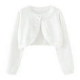 thumbnail image 1 of zbxnLI Girls Bolero Sweaters Long Sleeve Cardigans Button Closure Crop Tops Knit Cardigans for Toddler Girls, 1 of 9