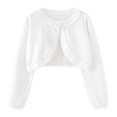 thumbnail image 1 of zbxnLI Girls Bolero Sweaters Long Sleeve Cardigans Button Closure Crop Tops Knit Cardigans for Toddler Girls, 1 of 9