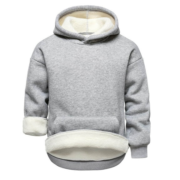 zbxnLI Girls Boys Fleece Lined Sweatshirts Sherpa Hoodie Long Sleeve Winter Warm Pullover Hooded Tops
