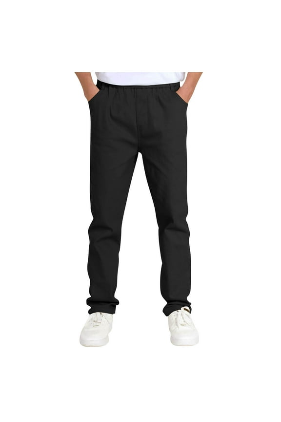 Girls Boys Pull on Dress Pants School Uniform Pants Elastic High Waist Formal Suit Trousers 5-14 Years