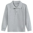 thumbnail image 1 of zbxnLI Girls Boys School Uniform Long Sleeve Golf Shirts Button Closure Collared Tops 2-15 Years, 1 of 3