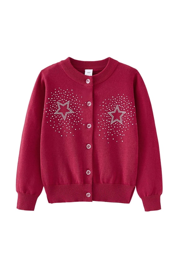 Girls Cardigan Sweaters School Uniform Tops for Toddlers Girls Long Sleeve Knit Cardigan Outwear