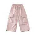 thumbnail image 1 of zbxnLI Girls Cargo Pants Fashion High Elastic Waist Drawstring Wide Leg Sweatpants Outdoor Trousers, 1 of 9