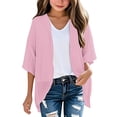 thumbnail image 1 of zbxnLI Girls Chiffon Cardigan 3/4 Sleeve Open Front Summer Cardigans Lightweight Outwear 3-14 Years, 1 of 4