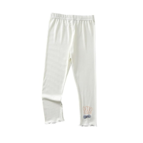 zbxnLI Girls Cotton Capri Pants Cartoon Printed Cropped Leggings Little Girl Summer School Uniform Pants