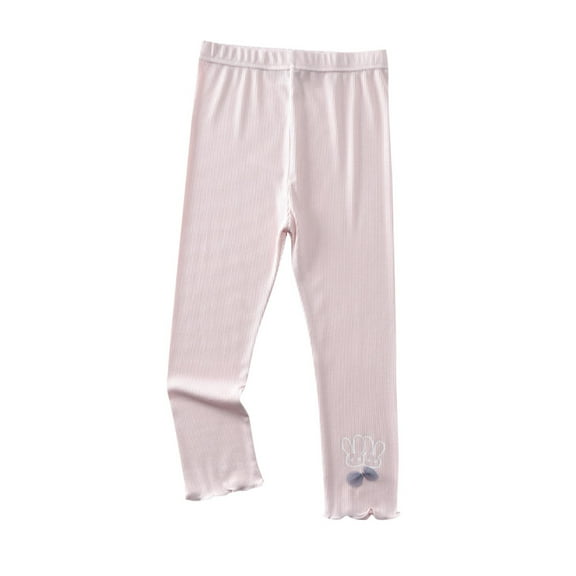 zbxnLI Girls Cotton Capri Pants Cartoon Printed Cropped Leggings Little Girl Summer School Uniform Pants