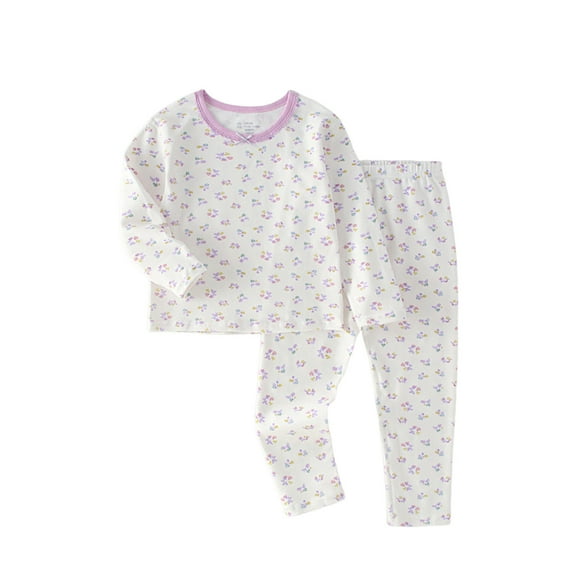zbxnLI Girls Cotton Pajama Set Floral Long Sleeve Tops and Pants 2 Pieces Sleepwear 3-10 Years
