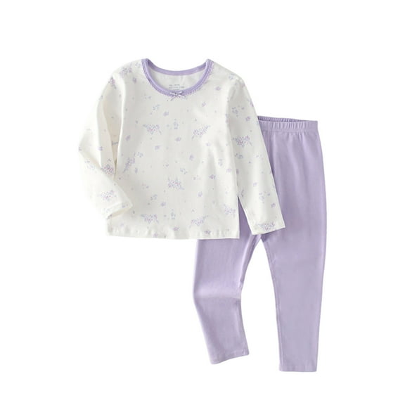 zbxnLI Girls Cotton Pajama Set Floral Long Sleeve Tops and Pants 2 Pieces Sleepwear 3-10 Years
