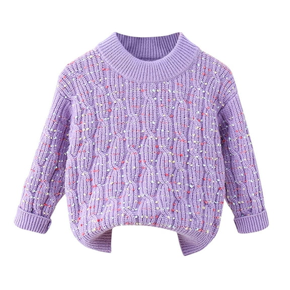 zbxnLI Girls Crewneck Sweaters Long Sleeve Cable Knit Pullover Sweater Fall Winter Lightweight Warm Tops