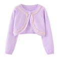 thumbnail image 1 of zbxnLI Girls Cropped Cardigans Lace Trim Knit Long Sleeve Bolero Cardigan Sweaters Coverups Jackets, 1 of 8
