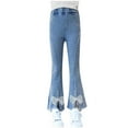 thumbnail image 1 of zbxnLI Girls Flare Jeans High Waisted Bell Bottom Denim Pants Cute Bootcut Denim Trousers with Pockets, 1 of 7