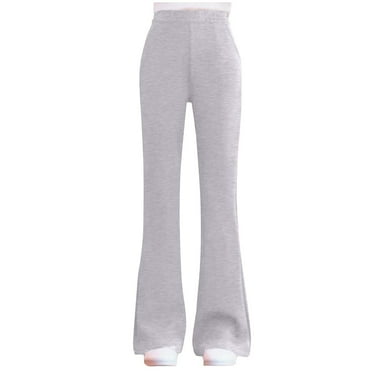 zbxnLI Girls Flare Leg Pants Elastic Waist Bell Bottom Sweatpants Elastic Waist Casual Pants with Pockets