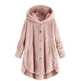 thumbnail image 1 of zbxnLI Girls Fleece Coats Button Closure Jacket Sherpa Hoodie Coat Fall Winter Hooded Outerwear 5-14 Years, 1 of 5