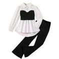 thumbnail image 1 of zbxnLI Girls Formal Clothes Outfits 2 Piece Long Sleeve Shirts and Pants Set Spring Fall Casual Sets, 1 of 8