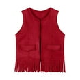thumbnail image 1 of zbxnLI Girls Fringe Vest Trendy Sleeveless Outerwear Vest Vintage Boho Open Front Cardigans for Girls, 1 of 7
