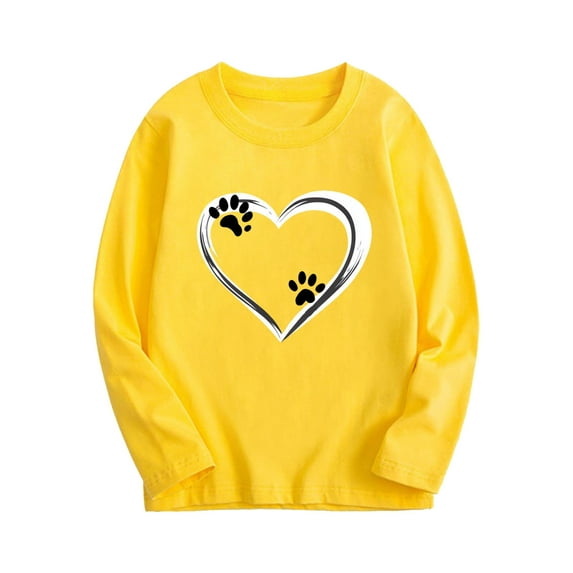 zbxnLI Girls Heart Long Sleeve Tee Tops Graphic T-Shirts Kids Girls Casual Crew Neck Tops Fall Winter