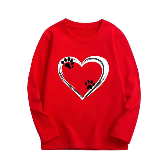 zbxnLI Girls Heart Long Sleeve Tee Tops Graphic T-Shirts Kids Girls Casual Crew Neck Tops Fall Winter