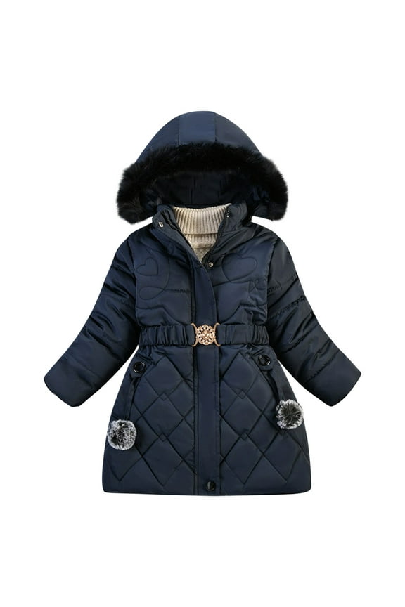 Girls Hooded Winter Coats Warm Puffer Jacket Lightweight Long Warm Outerwear Coats Little Girls