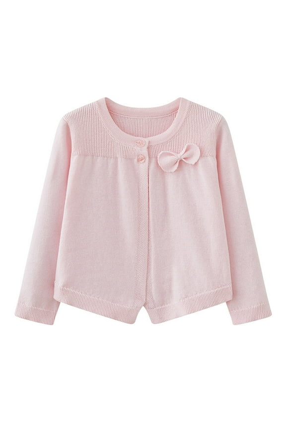 Girls Knit Cardigans with Bow Long Sleeve Buttoned Cover-Ups Cardigan Sweater Spring Fall Jacket