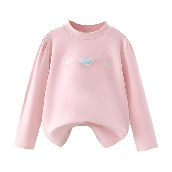 zbxnLI Girls Long Sleeve Blouses Kids Girls T-Shirts Fall Winter Cute Pullover Basic Shirts Little Girl Tops