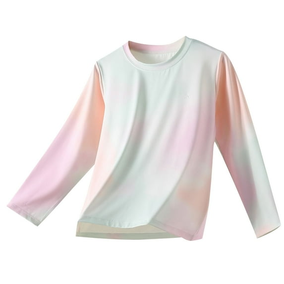 zbxnLI Girls Long Sleeve Shirts Quick-Dry Athletic T-Shirts Workout Running Activewear Tee for Kids Teens