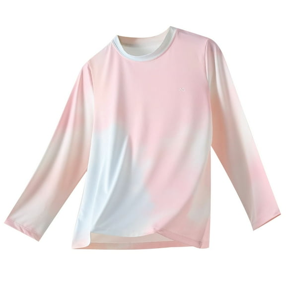 zbxnLI Girls Long Sleeve Shirts Quick-Dry Athletic T-Shirts Workout Running Activewear Tee for Kids Teens