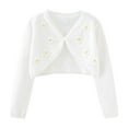 thumbnail image 1 of zbxnLI Girls Open Front Cardigan Bolero Sweater Floral Long Sleeve Single Button Cardigans Coverups, 1 of 8