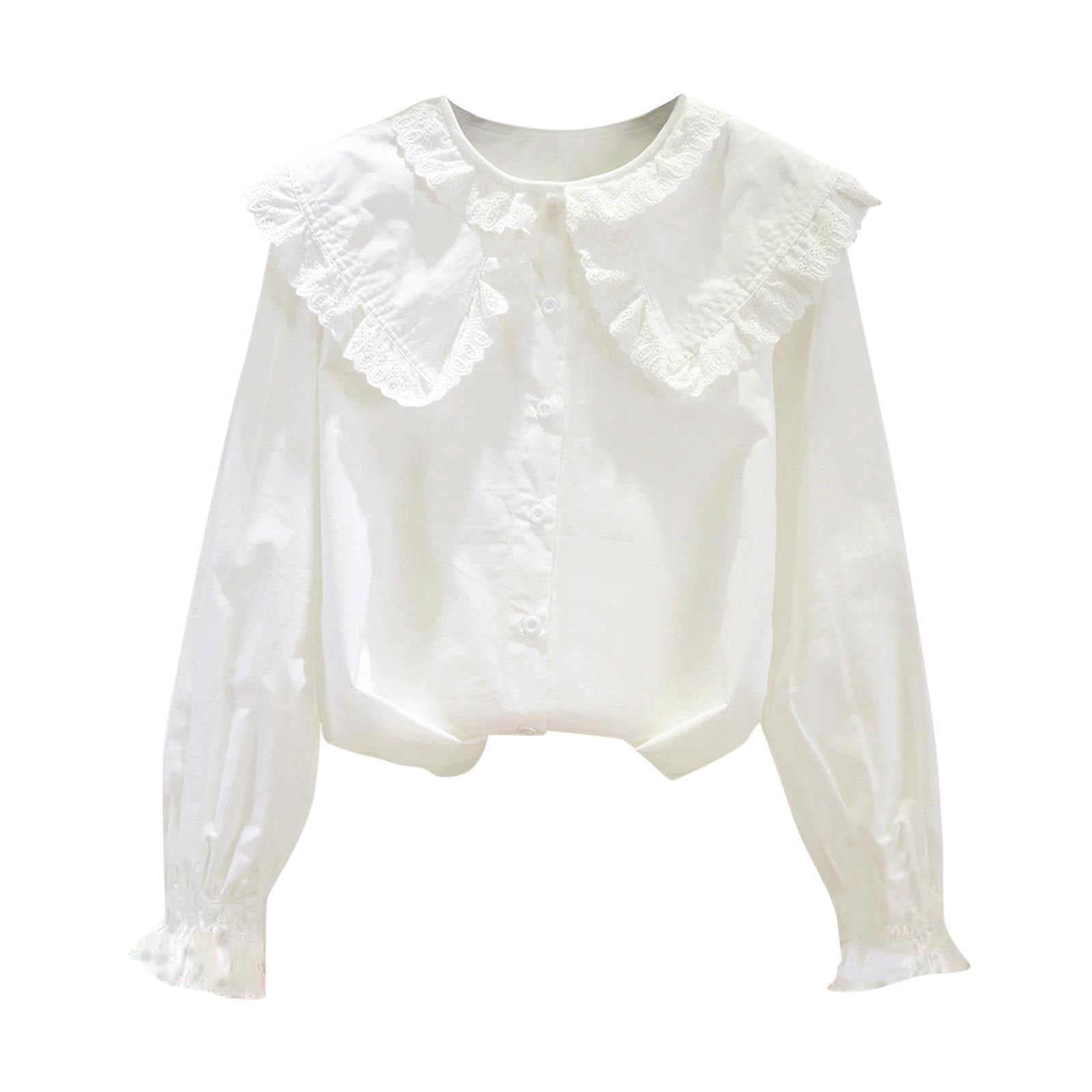 Girls Shirts Long Sleeve Button down Shirts School Uniforms Cotton Shirts Collared Dress Blouses