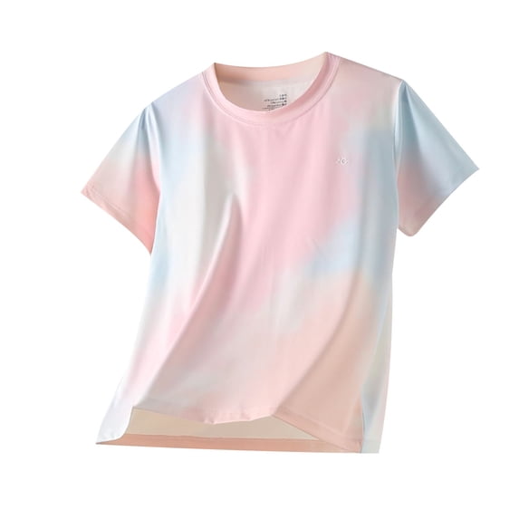 zbxnLI Girls Short Sleeve Shirts Breathable Athletic T-Shirts Workout Running Activewear Tees for Teen Girls