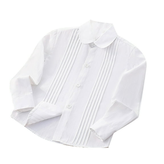 zbxnLI Girls White Shirts Bowtie Collar School Uniform Shirt Long Sleeve Button down Tops Age 4-16 Years