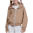 thumbnail image 1 of zbxnLI Girls Zip up Hoodies with Thumb Holes Long Sleeve Jackets Fall Winter Hooded Sweatshirts Crop Tops, 1 of 9