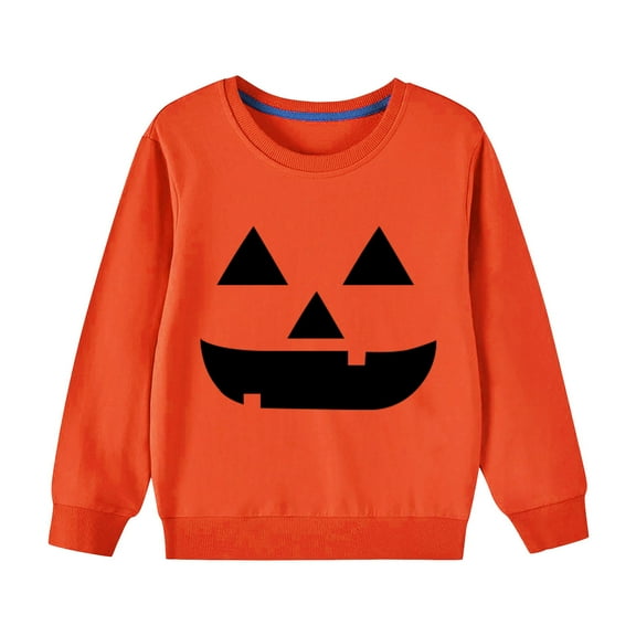 zbxnLI Halloween Sweatshirt for Kids Boys Girls Cotton Long Sleeve Toddler Casual Pullover Tops Unisex