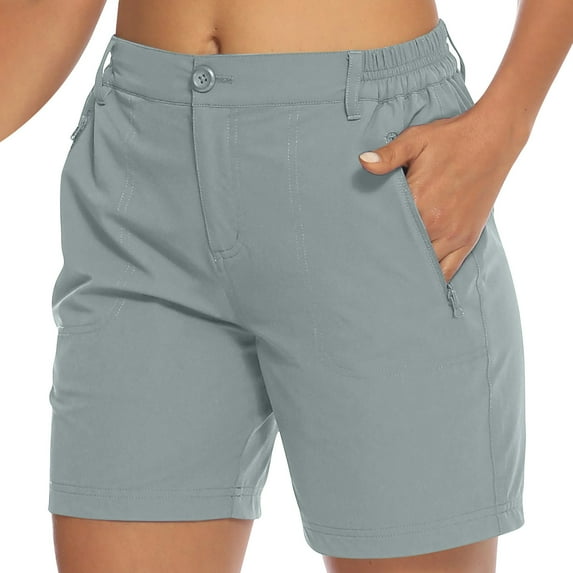 zbxnLI Hiking Shorts for Women Pull on High Waisted Shorts Outdoor Travel Casual Shorts with Zipper Pockets