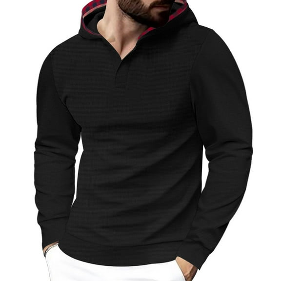 zbxnLI Hoodie for Men V Neck Casual Fall Winter Long Sleeve Lightweight Pullover Hooded Sweatshirts