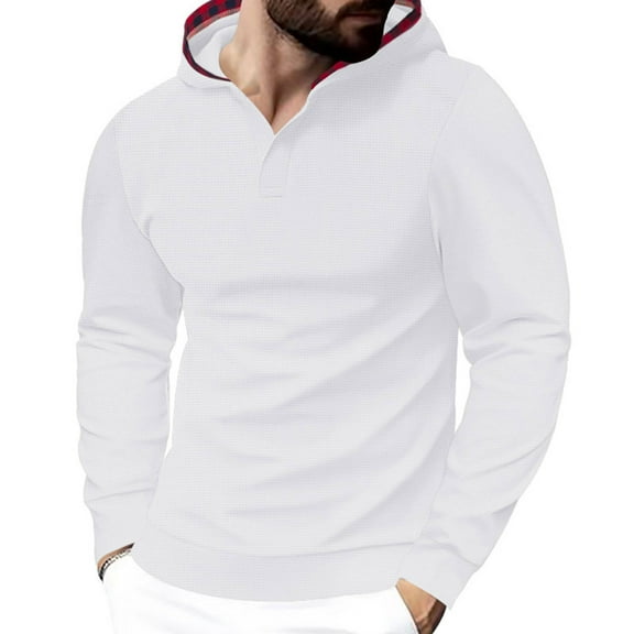 zbxnLI Hoodie for Men V Neck Casual Fall Winter Long Sleeve Lightweight Pullover Hooded Sweatshirts