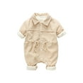 thumbnail image 1 of zbxnLI Infant Baby Boys Corduroy Jumpsuits Collared Long Sleeve Button One-Piece Outfits with Drawstring, 1 of 7