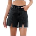 thumbnail image 1 of zbxnLI Jean Shorts for Women High Waisted Split Denim Shorts Pull on Short Jeans Fashion Clothes, 1 of 7
