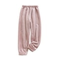 thumbnail image 1 of zbxnLI Kid's Casual Pants Elastic Waist Fleece Fuzzy Thermal Pants Winter Lounge Warm Soft Comfy Trousers 2-13 Years, 1 of 6