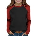 thumbnail image 1 of zbxnLI Kid's Crew Neck Tshirt Long Sleeve Color Block Loose Casual Shirts Fashion Lightweight Tee Tops 2-15 Years, 1 of 8