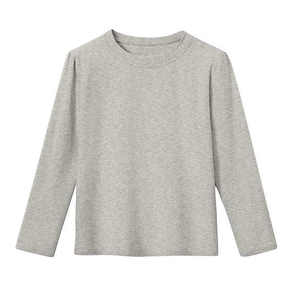 zbxnLI Kid's Long Sleeve Shirts Cotton Crew Neck Undershirts Solid Color Lounge Loose Pullover Tee Tops 2-13 Years