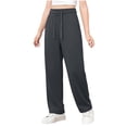 thumbnail image 1 of zbxnLI Kid's Straight Leg Pants Drawstring Elastic High Waist Pants with Pockets Loose Casual Trousers, 1 of 8