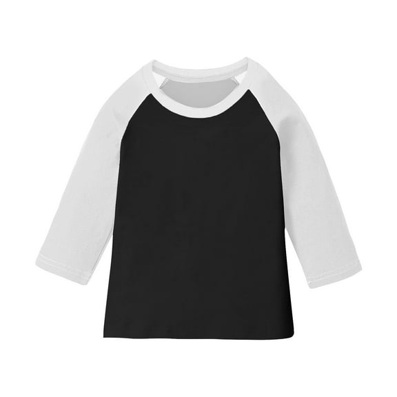 zbxnLI Kids 3/4 Length Sleeve Shirts Color Block Casual T-Shirts Boys Girls Crewneck Tees 3-14 Years
