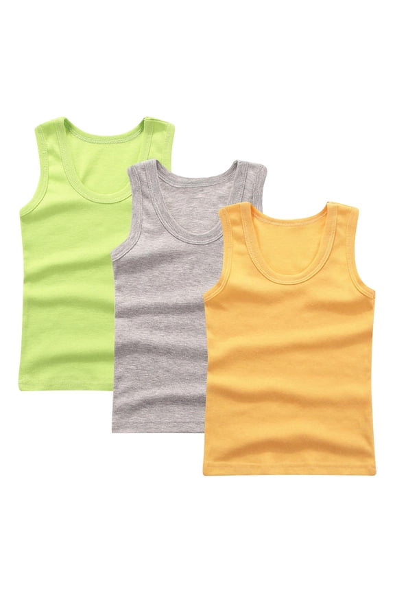 Kids 3 Pack Tank Tops Cotton Tee Summer Sleeveless Soft Basic Undershirts for Boys Girls