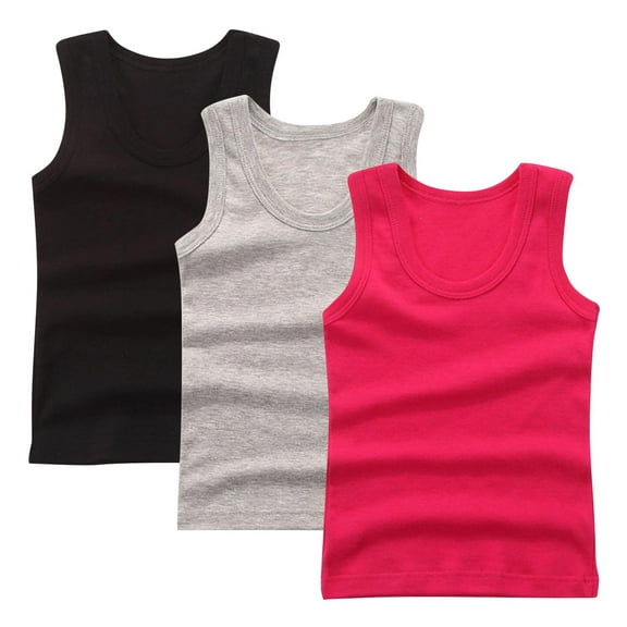 zbxnLI Kids 3 Pack Tank Tops Cotton Tee Summer Sleeveless Soft Basic Undershirts for Boys Girls