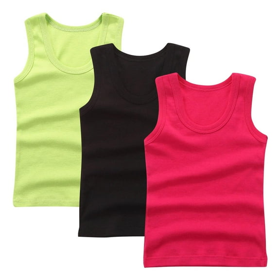 zbxnLI Kids 3 Pack Tank Tops Cotton Tee Summer Sleeveless Soft Basic Undershirts for Boys Girls